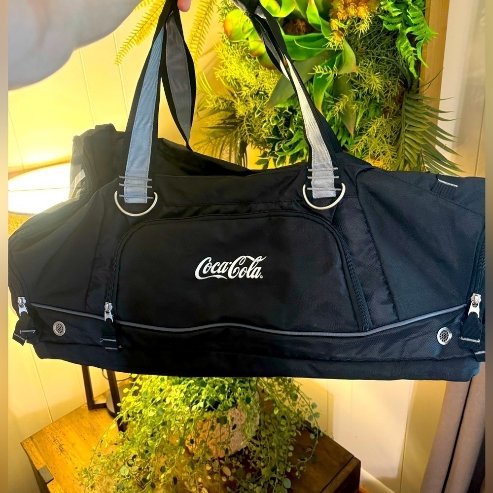 NWOT Coca Cola Coke Black Duffel Overnight Bag Travel Zipper Bag Unisex